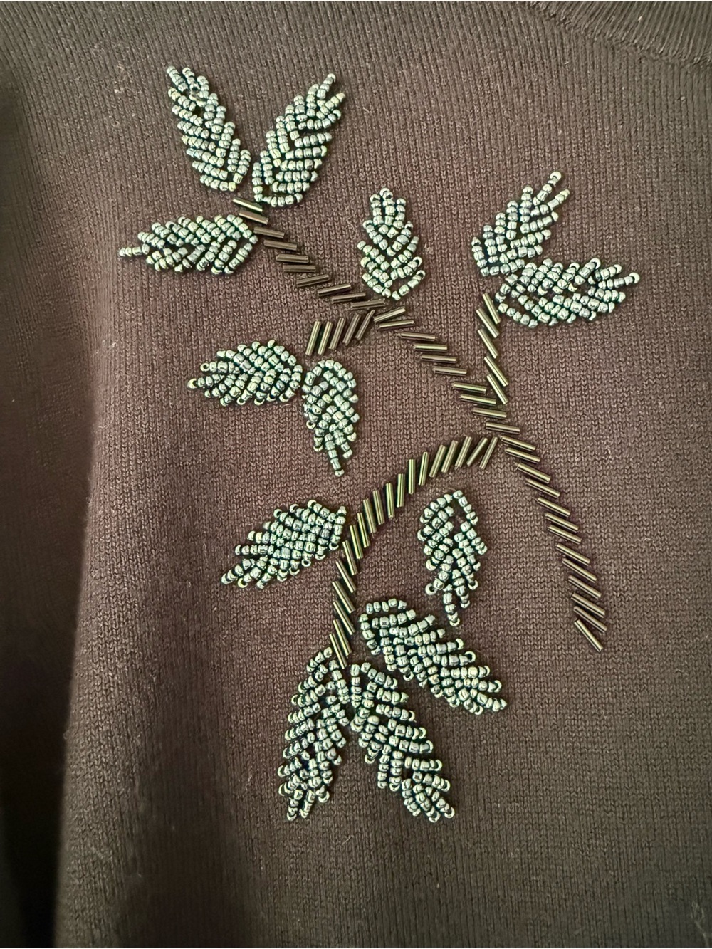 Classic Navy Crewneck Sweater with Leaf Embroidery - Picture 4 of 6